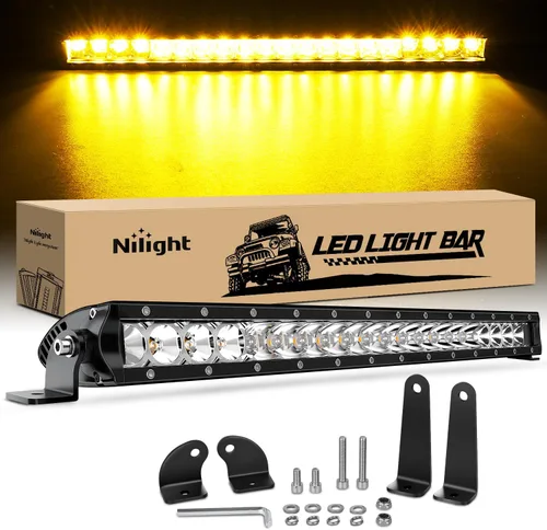 Miniatura 12 de Barra de luz led Nilight, de 21", combo de foco de 100 vatios e inundación, una fila de 9,000 lúmenes, para todo terreno, led 3D antiniebla y luz