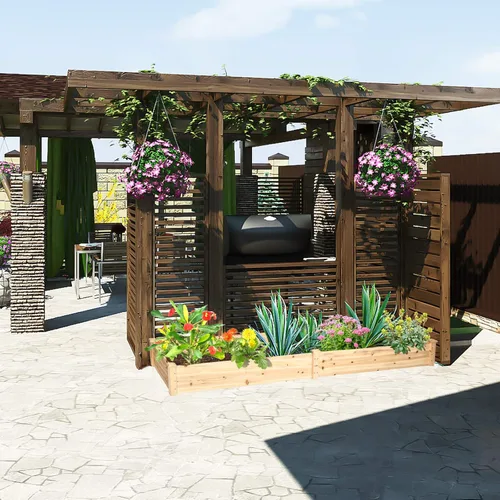Miniatura 6 de Kit de jardinería Giantex, tipo cama de madera, para cultivar plantas y vegetales, Madera