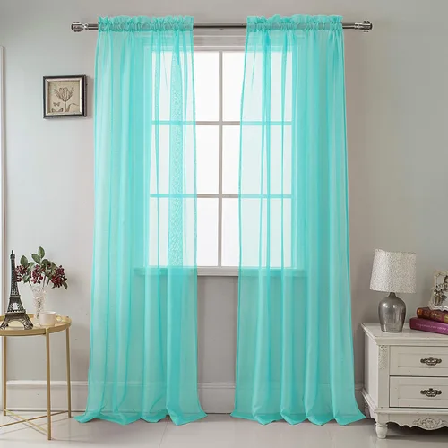 RT Designers Collection Celine - Cortina transparente con bolsillo para barra, 55 x 90 pulgadas, color aguamarina