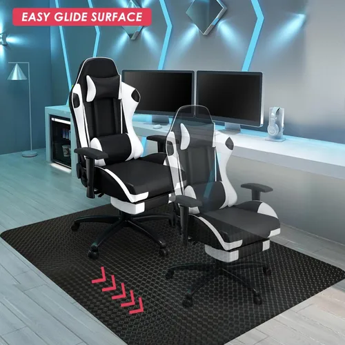 Miniatura 4 de Vicwe Tapete para silla de juegos para suelo de madera dura, 60 x 46 pulgadas, tapete grande para silla de oficina, tapete de PVC para silla