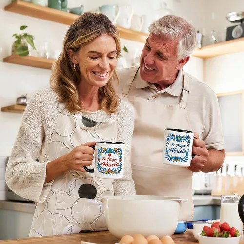 Miniatura 4 de Breezy Valley Regalos para abuelos españoles, tazas para la mejor abuela y abuelo, juego de tazas de café La Mejor Abuela y El Mejor Abuelo, Regalos