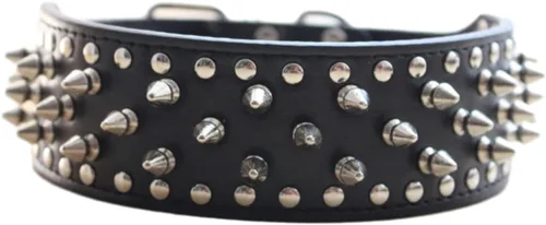 Miniatura 13 de Collar de cuero para perro, collar de perro con pinchos y tachuelas para perros medianos y grandes Pit Bull Mastiff Bully Boxer (S, rosa intenso)
