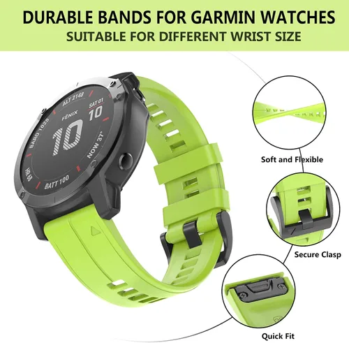 Miniatura 4 de OVERSTEP Correa de reloj de silicona suave compatible con Garmin Fenix 5X Band de 1.024 in de ancho para Fenix 6X/Fenix 7X/Fenix 5X Plus/Fenix 6X