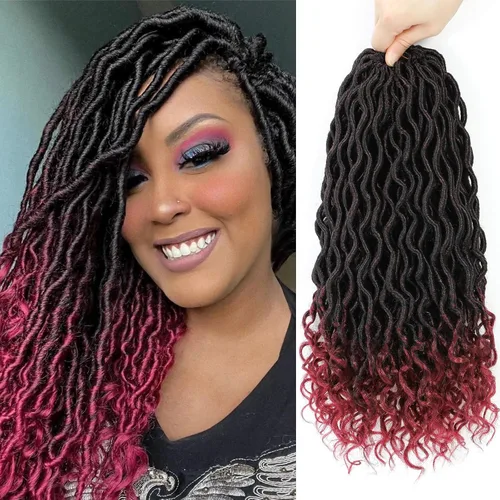 Miniatura 49 de Trenzas postizas Goddess, 6 paquetes de 18 pulgadas, cabello lacio, trenzado con ganchillo, para mujeres negras, trenzas postizas ombre con puntas