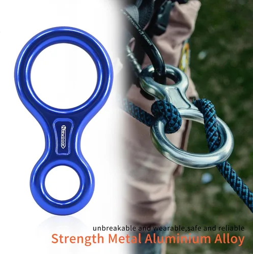 Miniatura 5 de NewDoar Equipo de escalada Equipo de descenso Placa de aparejo 40kN Rescate Figura 8 Descender con Oreja Grande Bent-Ear para Escalada Belaying