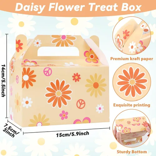 Miniatura 3 de 12 cajas de regalo de flores de margarita, suministros de fiesta, margaritas hippie, regalos de fiesta, cajas de regalo para niñas, cumpleaños, baby