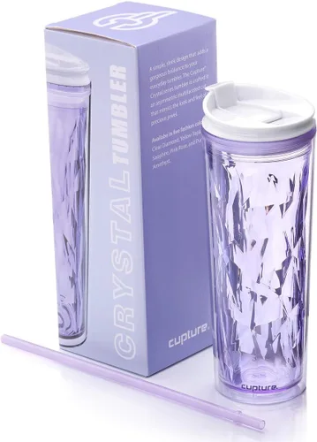 Miniatura 11 de Vaso para batido de cristal con cierre y bloqueo para bebidas frías y calientes Cupture, de 22 oz, Negro diamond