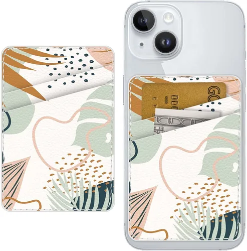 Miniatura 17 de Titular de Tarjeta de Cuero para Teléfono, Billetera Adhesiva para Teléfono, Elegante Funda con Soporte para Tarjetas de Crédito, Adecuado