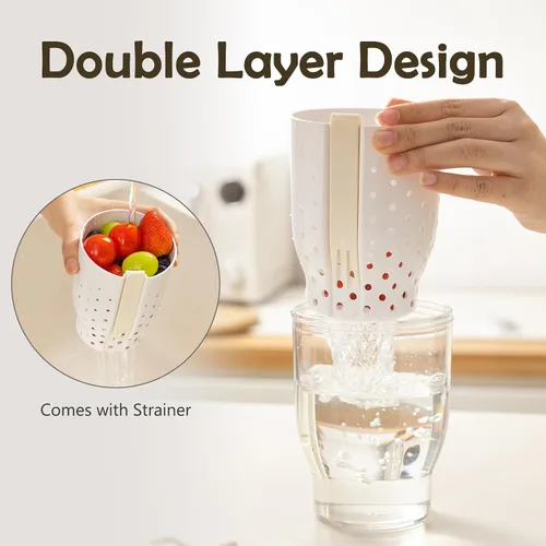 Miniatura 5 de Vasos de frutas de viaje de 25 onzas para automóvil, taza de almacenamiento de ensalada de frutas con tenedor y tapas, recipientes reutilizables a