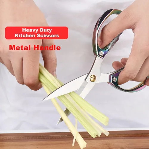 Miniatura 8 de Tijeras de cocina de acero inoxidable – Paquete de 2 tijeras de carne multiusos resistentes para aves de corral, cocina y preparación de alimentos