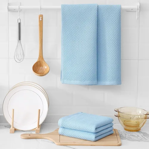 Miniatura 279 de Kitinjoy - Paños de cocina de 100 % algodón, tela de tejido gofrado, paño de limpieza ultrasuave, absorbente y de secado rápido. Beige