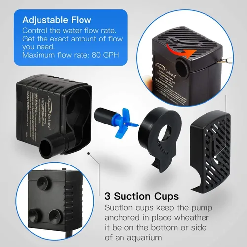 Miniatura 4 de Simple Deluxe Bomba de mesa de agua de 80 GPH con entrada ajustable para pecera, hidroponía, acuaponía, fuentes, estanques, estatuas, acuarios