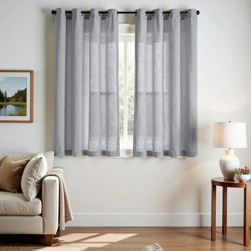 Miniatura 57 de jinchan Cortinas de 108 pulgadas Mezcla de Lino de Lino Semi Transparentes Filtrado de Luz y Resplandor Cortinas Extra Largas para Sala de Estar