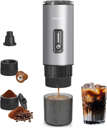 Miniatura 8 de Leozora - Cafetera portátil de café expreso, presión profesional de 20 bares, cuerpo de acero inoxidable, recargable por USB-C de 7500 mAh, 3 en 1