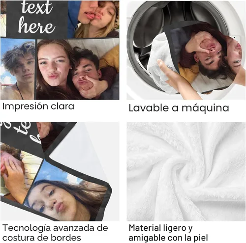 Miniatura 6 de Manta personalizada con foto, manta de felpa con foto personalizada, manta de texto personalizada para novia, novio, esposa, esposo, regalos