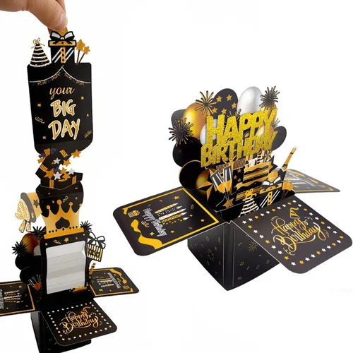 Miniatura 9 de Tarjeta de cumpleaños 3D emergente, tarjeta de felicitación en blanco con sobre, regalo de cumpleaños para él, papá, marido, hijo, mujeres, niños
