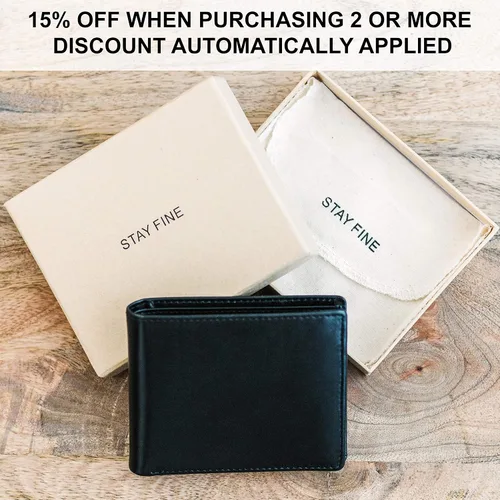 Miniatura 6 de Carteras para hombre con bloqueo RFID Cartera plegable de cuero para hombre Cuero genuino Capacidad adicional Por Stay Fine, Negro -, Classic