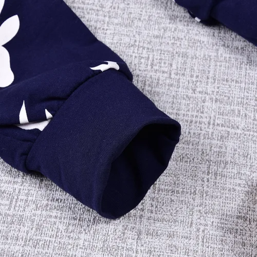 Miniatura 4 de Conjunto de 2 sudaderas con capucha con estampado de ciervo y bolsillo superior + pantalones largos a rayas para otoño
