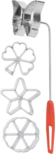 Miniatura 8 de Moldes de hierro para gofres de rosetón de flores, innovadores para impresión de pasteles, galletas, moho de pastelería con mango para postre