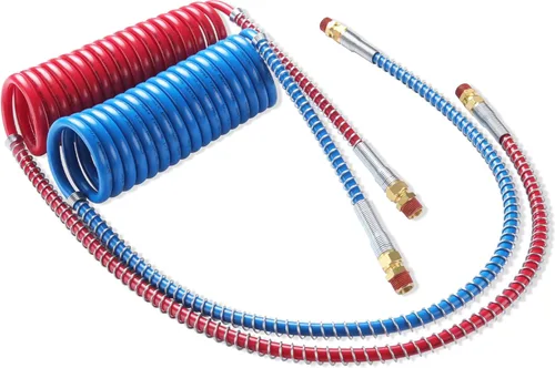 Miniatura 8 de Conjunto de Ensamblaje de Bobina de Manguera de Línea de Freno de Aire en Espiral de 15 Pies, Líneas de Aire para Mangueras de Remolque de Camión