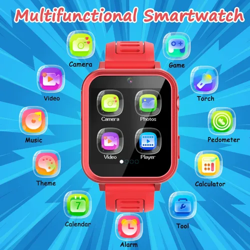 Miniatura 2 de Reloj inteligente Wiszodet para niños - Reloj inteligente para niñas y niños, regalos para niños de 4 a 12 años con 24 juegos, cámara, video
