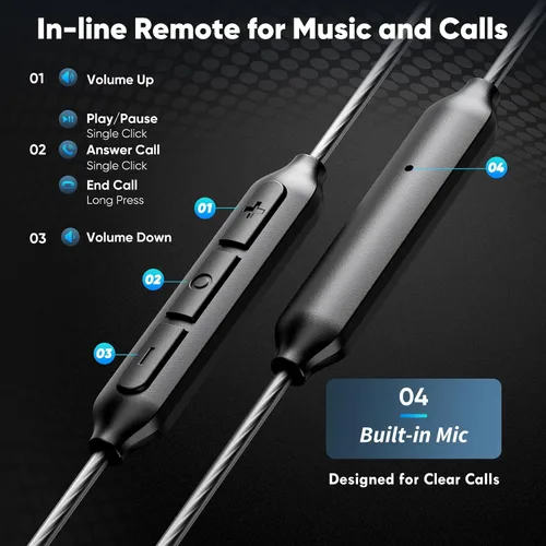 Miniatura 7 de Auriculares con cable USB-C, auriculares in-ear de doble controlador con micrófono, ajuste de cancelación de ruido, graves profundos, cable sin