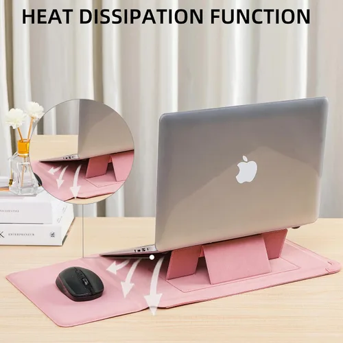Miniatura 7 de Funda para portátil con soporte y alfombrilla para ratón de 15-16 pulgadas Funda para portátil Funda para Chromebook Cubierta protectora de cuero