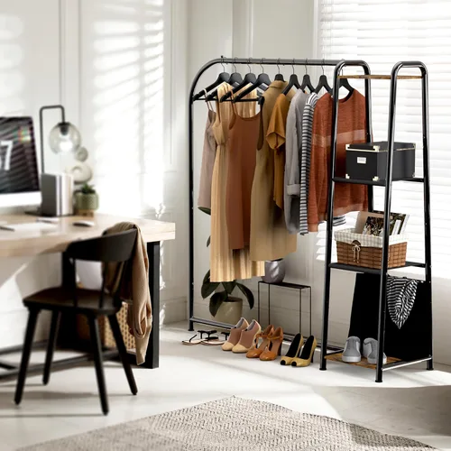 Miniatura 4 de Simple Houseware Perchero de ropa resistente con 4 estantes, organizador portátil de armario para colgar ropa, negro