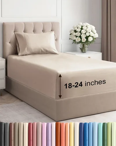 Miniatura 30 de Sábanas King divididas con bolsillos extra profundos, sábanas transpirables y refrescantes de 5 piezas, sábanas de lujo para hotel, suaves, sin 22