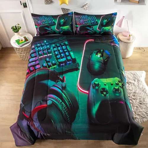 Miniatura 13 de Edredón Gaming para Niños Adolescentes, Juegos de Ropa de Cama Twin de Juegos, Juego de Edredón para Niños Gamers, Juego de Cama de Videojuegos
