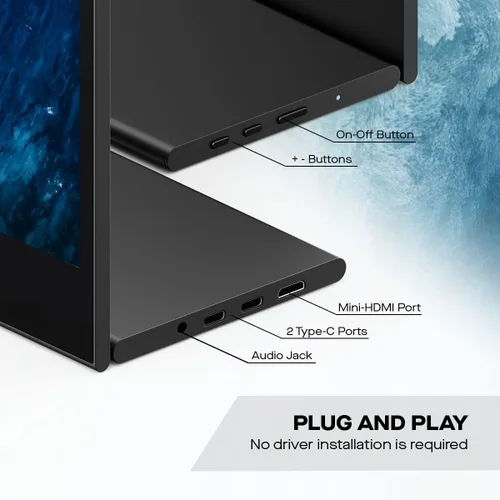 Miniatura 3 de Monitor portátil Mobile Pixels Glance, monitor FHD 1080P de 16 pulgadas, monitores de viaje con altavoces duales, ajuste de inclinación