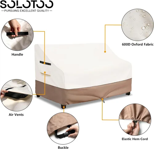 Miniatura 4 de Fundas para Muebles de Exterior Impermeables Funda para Sofá de Exterior de 3 Plazas, 79 pulgadas de ancho x 38 pulgadas de profundidad x 35 2-Beige
