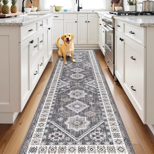 Miniatura 15 de HEBE - Juego de alfombras de cocina bohemias de 3 piezas con corredor, alfombras de cocina antideslizantes y tapetes lavables para piso de cocina
