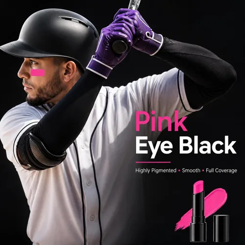 Miniatura 2 de Go Ho Pintura facial mezclable en crema rosa intenso, barra negra para ojos, pintura facial fácil de colorear, pintura facial segura y labios