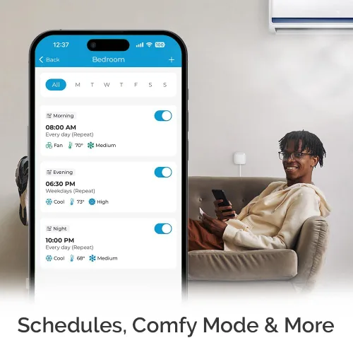 Miniatura 6 de Breez Lite Controlador inteligente de CA para mini-Split, ventanas y aire acondicionado portátiles y bombas de calor Aplicación gratuita, sin