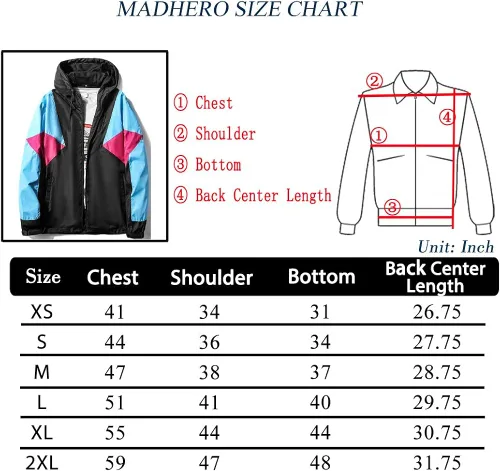 Miniatura 4 de Chaqueta cortavientos para hombre, ligera, retro de los años 90