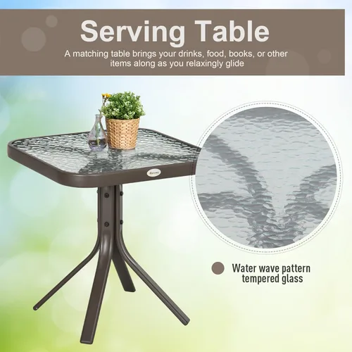 Miniatura 5 de Outsunny Juego de 3 piezas de sillas mecedoras para exteriores con mesa de café, 2 sillas para patio con tela elástica transpirable, mesa con tapa