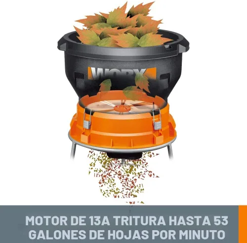 Miniatura 3 de Worx WG430 - Trituradora eléctrica de hojas, sin aspas, plegable (13 A)