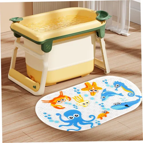 Miniatura 6 de Tapete de baño para niños pequeños, tapete de baño antideslizante de PVC de 15 x 28 pulgadas para niños, bonita alfombra de baño de dibujos animados