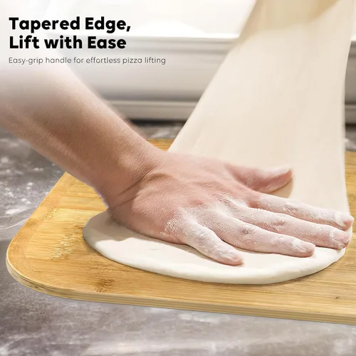 Miniatura 3 de Pala de pizza, paleta de pizza de bambú natural de 12 pulgadas, accesorios esenciales para hornos interiores y exteriores, hornear pizza casera