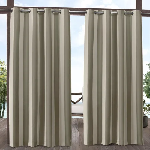 Miniatura 11 de Exclusive Home Canopy Stripe - Panel de cortina con ojales superior a rayas para interiores/exteriores, 54"x84", Kiwi / Sand, Juego de 2 Kiwi / Arena
