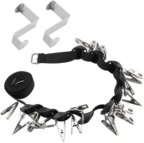 Estante de secado de ropa de acero inoxidable plegable colgador de calcetines, tendedero de ropa con 10 clips, para toallas de secado, sujetador,