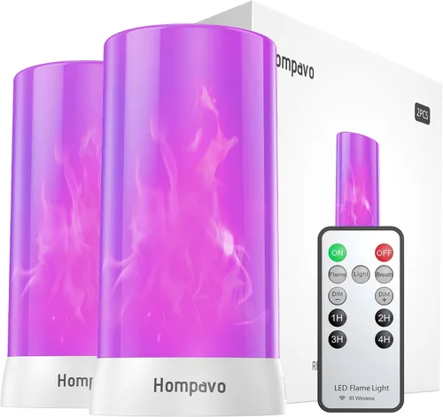 Miniatura 14 de Hompavo 【Actualizado】 Luces LED de llama, 4 modos de velas recargables sin llama con batería, linternas parpadeantes impermeables en pilar para sala