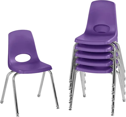 Miniatura 77 de FDP 16" Silla apilable escolar, silla de estudiante apilable con patas de acero cromado y ruedas; para aprendizaje en casa o en el aula - Gris claro