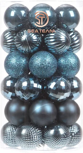 Miniatura 8 de Sea Team Paquete de 21 adornos de bolas de Navidad con cuerdas, esferas de tamaño grande de 80mm/3.15 pulgadas, bombillas de Navidad de plástico