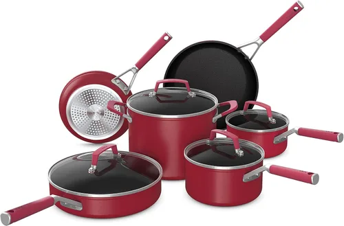 Ninja C29500 Foodi NeverStick Vivid - Juego de utensilios de cocina de 10 piezas con tapas, antiadherentes, duraderos y aptos para horno hasta 400