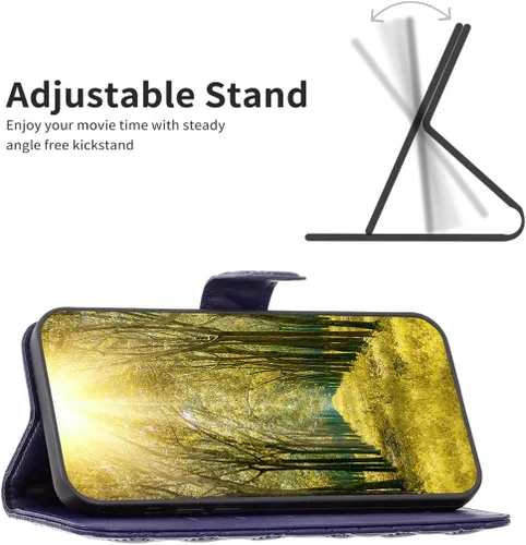 Miniatura 4 de Case for Xiaomi Redmi Note 10 4G/Note 10S,Rhombus Lambskin Pattern Premium Leather Wallet Kickstand Flip Case Magnetic Clasp Cover Blue