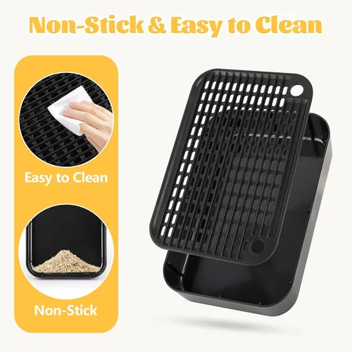 Miniatura 4 de Escalón para caja de arena, escalón para gatos, rampa, atrapador con función de filtro, fácil de limpiar, ideal para gatitos y gatos ancianos (negro)