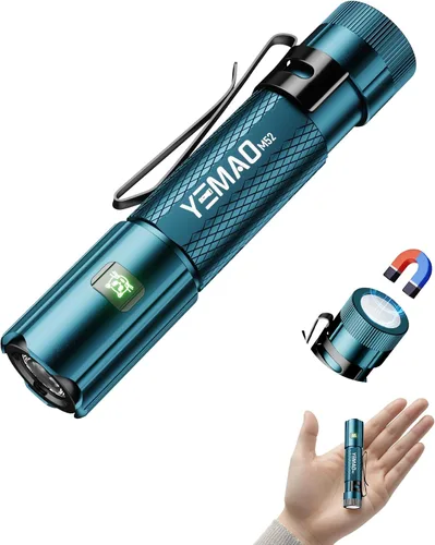 Yemao Linterna EDC de Emergencia, Luz Mini Recargable de 1500LM - 6 Modos con Imán/Clip, Linterna Portátil de Tamaño de Bolsillo para Llavero,