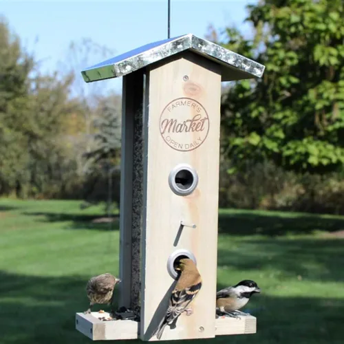 Miniatura 3 de Wild Wings WWGF1-DECO - Alimentador vertical galvanizado para pájaros de cedro
